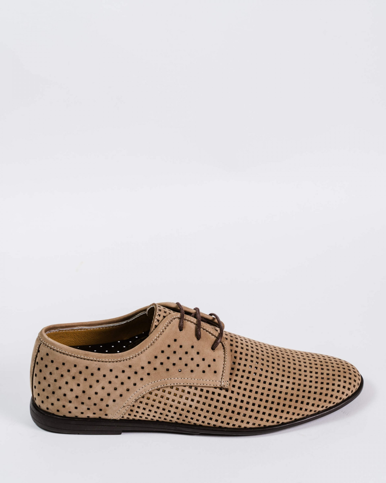 PANTOFI BEJ PIELE INTOARSA PERFORATA 200136171884-2 01