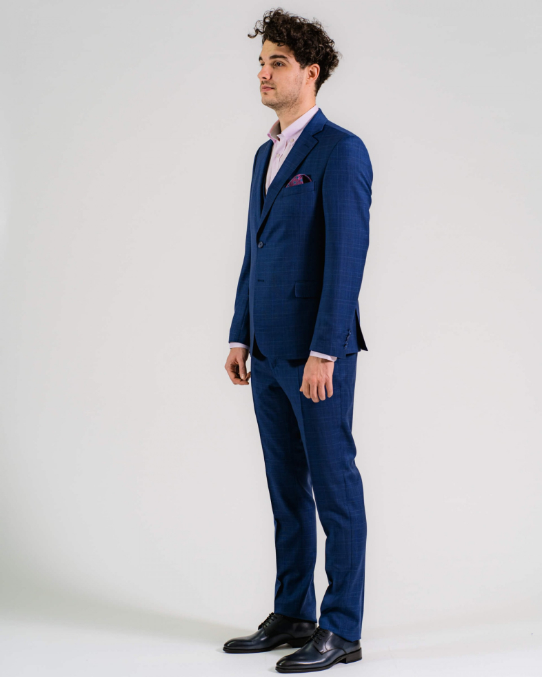 COSTUM SLIM ALBASTRU IN CAROURI 200102011079-1 01