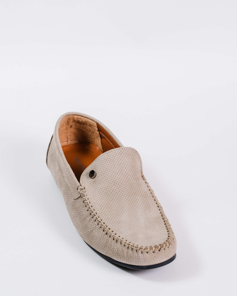 MOCASINI  CU LOGO  METALIC DIN NABUK BEJ 200137171907-8 02