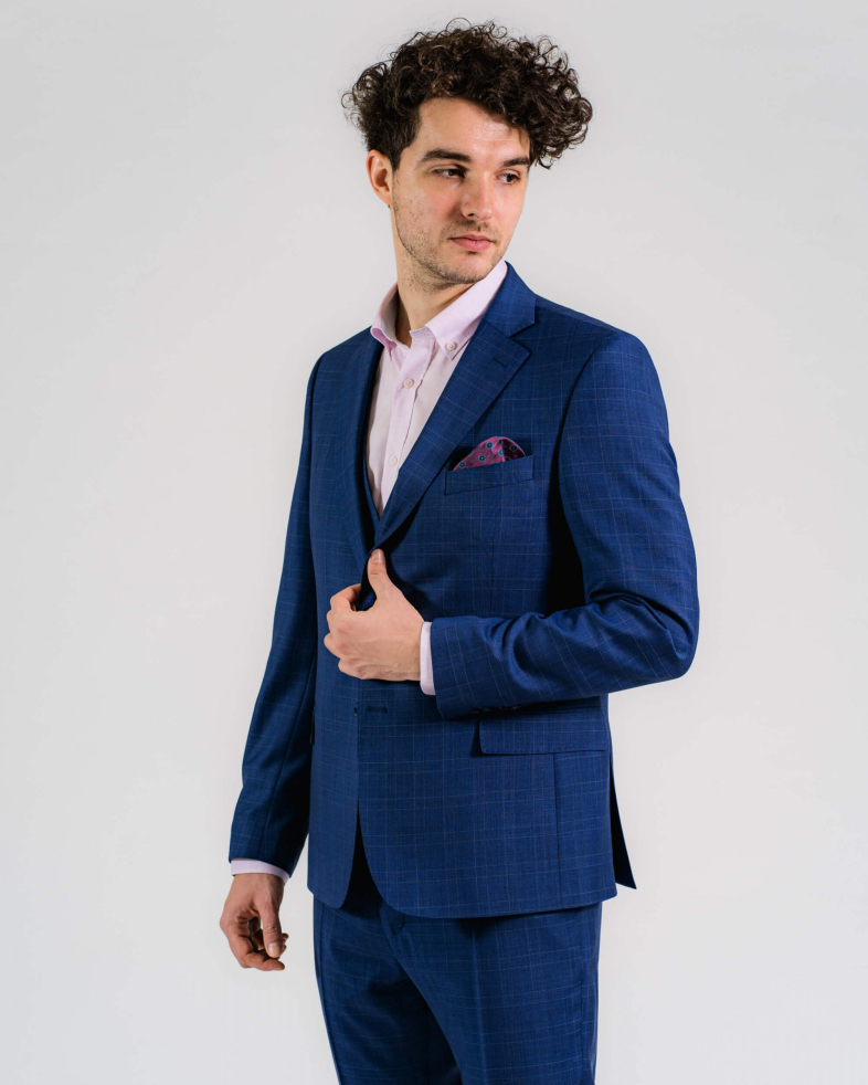 COSTUM SLIM ALBASTRU IN CAROURI 200102011079-1 02