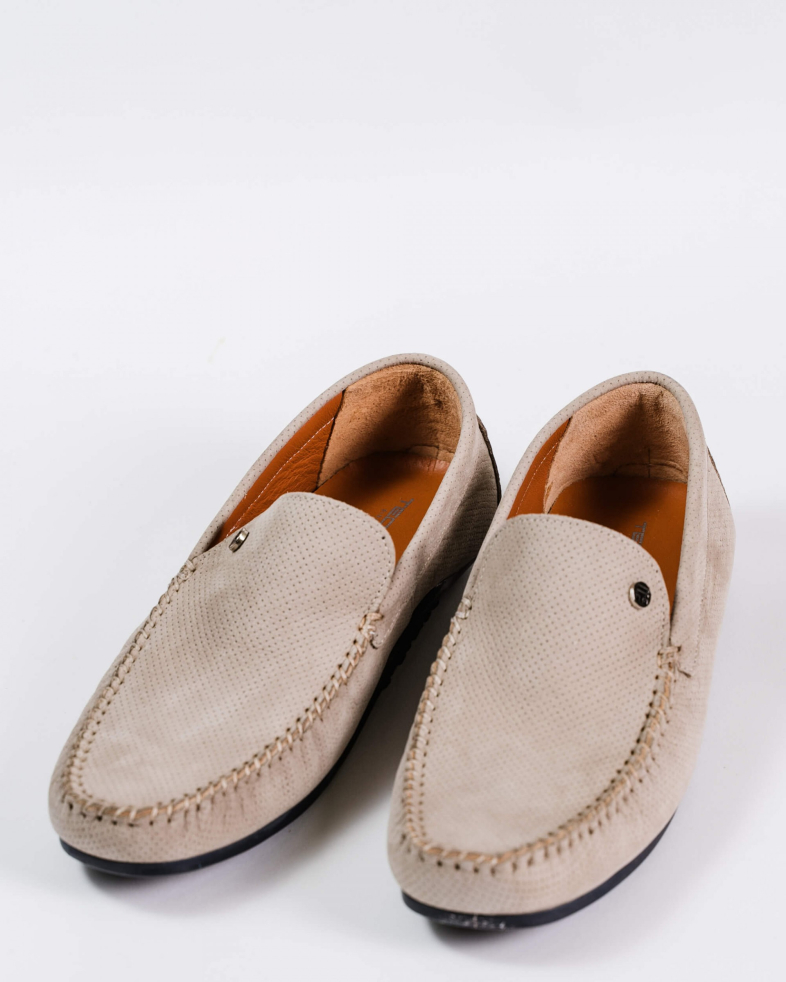 MOCASINI  CU LOGO  METALIC DIN NABUK BEJ 200137171907-8 03