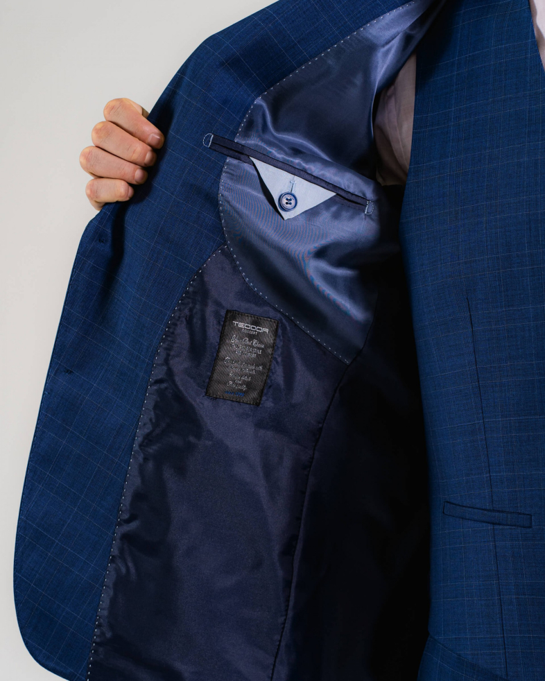 COSTUM SLIM ALBASTRU IN CAROURI 200102011079-1 05