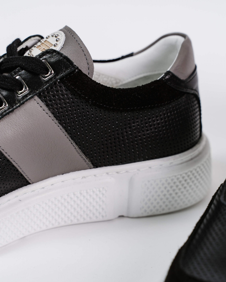 SNEAKERS NEGRI PIELE NATURALA PERFORATA 200137171889-1 06