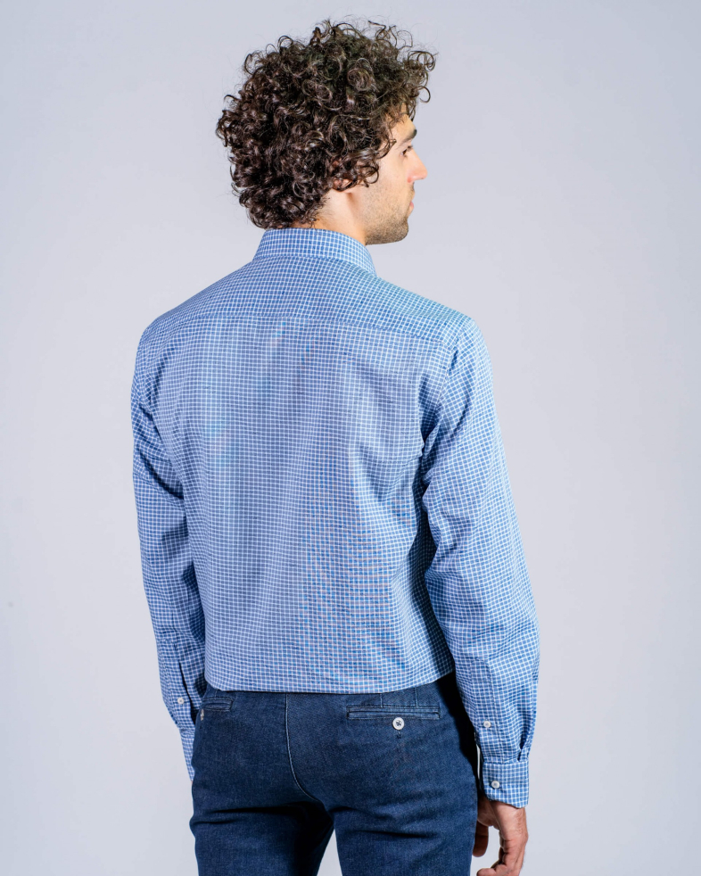 CĂMAȘĂ JACQUARD CU MOTIV FLORAL ÎN ALBASTRU 190205044466-2 08