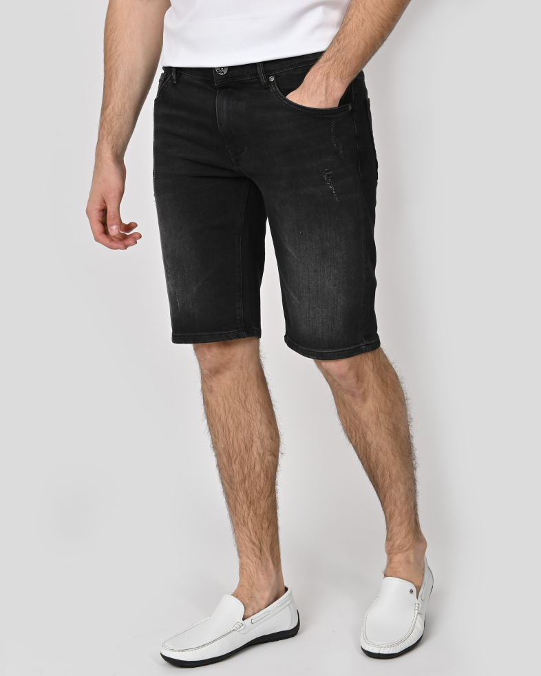 PANTALONI SCURTI NEGRI CU LOGO METAL 230115121305-7 03