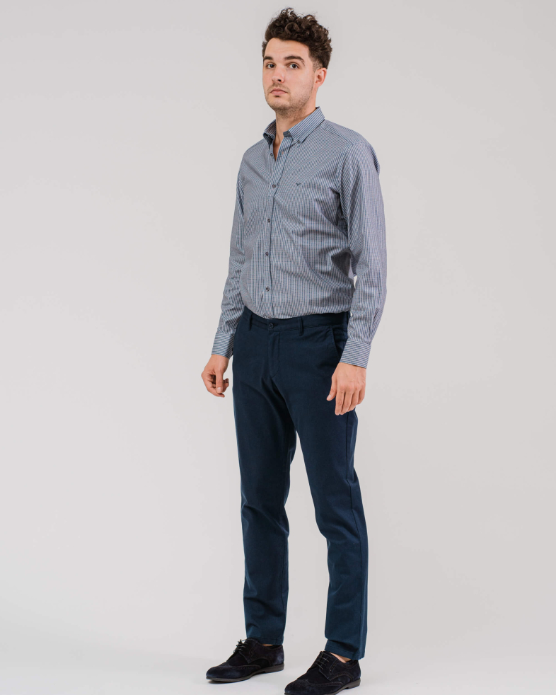 PANTALON ELASTANT DIN BUMBAC CU EFECTE SI RAIAT 200213088263-2 01