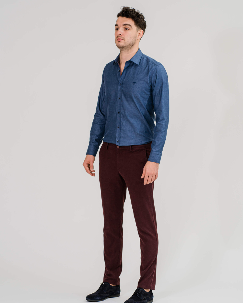 PANTALON STRUCTURAL DE BUMBAC CU DOU CULORI SI PANAMA BICOLORA 200213088265-3 01