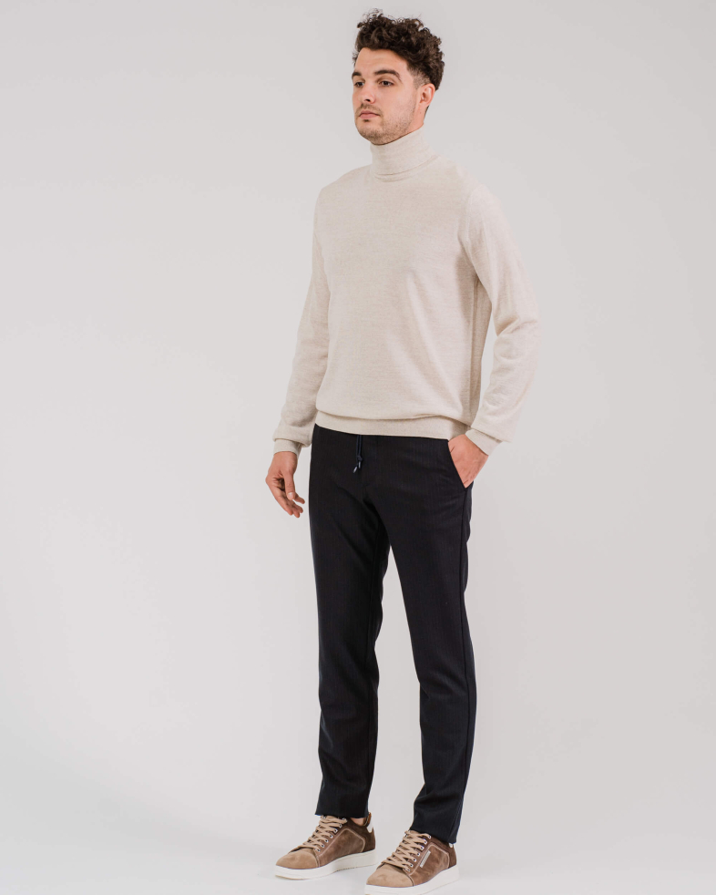PANTALON DREPT CU LASTIC SI SNUR LA CUREA CULOAREA ALBASTRU ANCHIS 200213088267-2 01