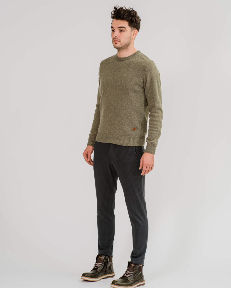 PANTALON RAIAT DE BUMBAC SLIM FIT CULOAREA GRI 200213088261-3 02