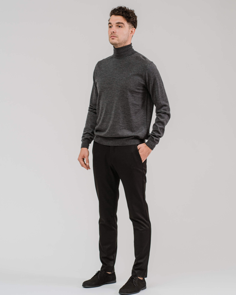 PANTALONI NEGRI DIN GABARDIN DE LĂ FINE 200213088268-1 01