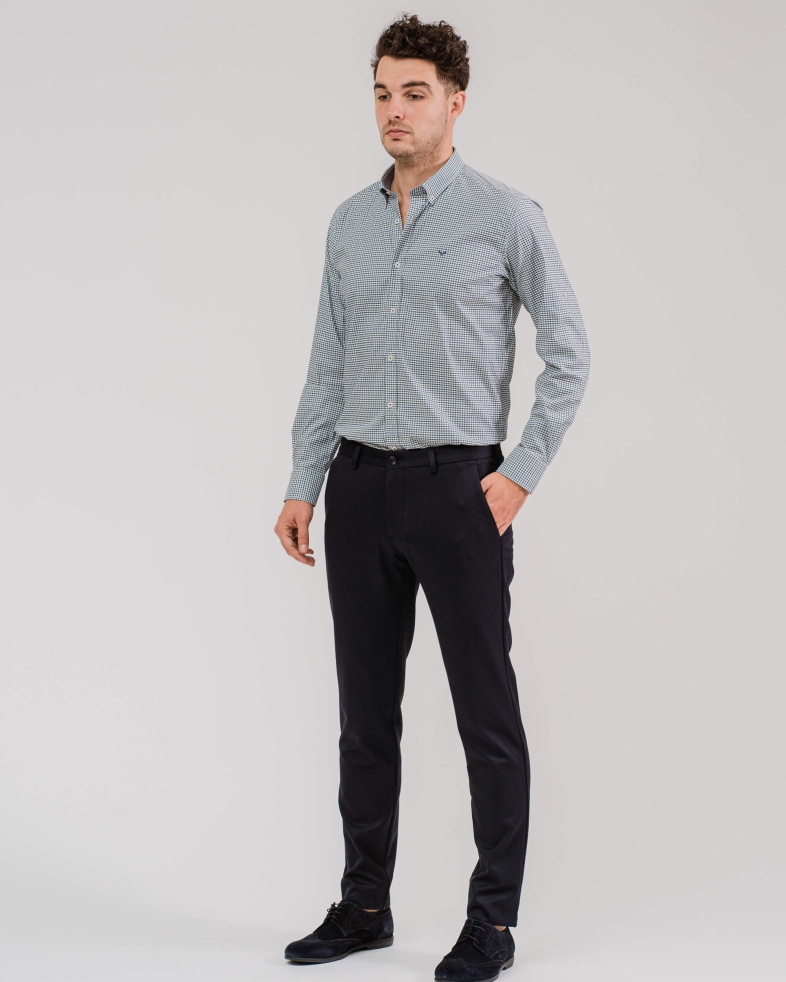 PANTALON ALBASTRU ANCHIS DIN GABARDIN DE LĂ FINE 200213088268-2 01