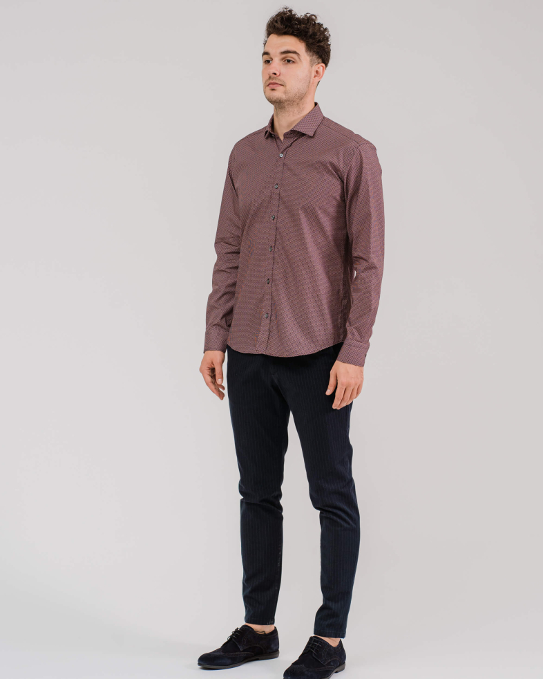 CĂMAȘĂ SLIM FIT CU IMPRIMA CULOAREA BORDO 200205044594-2 02