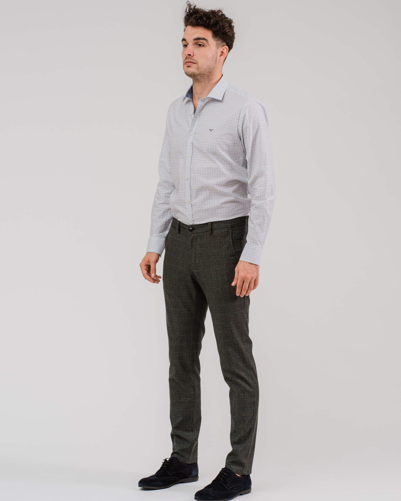 PANTALON RAIAT DE BUMBAC SLIM FIT CULOAREA VERDE 200213088262-2 01