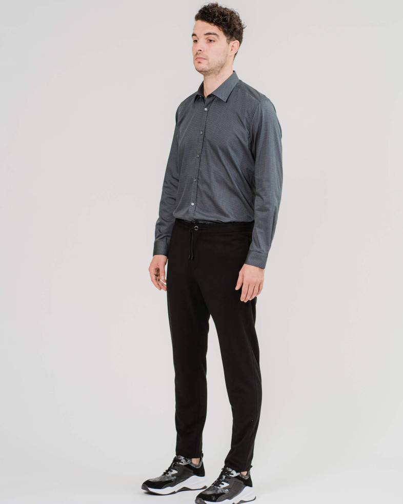 PANTALON TRICOTAT CU SNUR CULOAREA NEGRU 200204088273-1 01