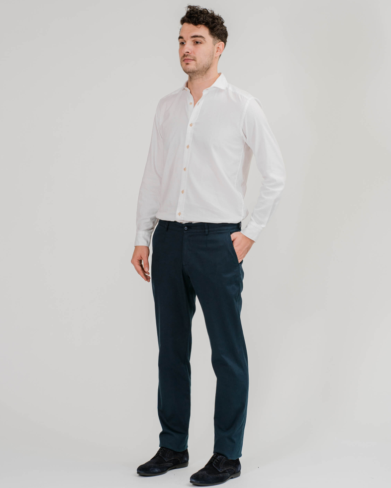 PANTALON CULOAREA ALBASTRU MEDIU CU STRUCTURA TIP PANAMA 200213088260-3 01
