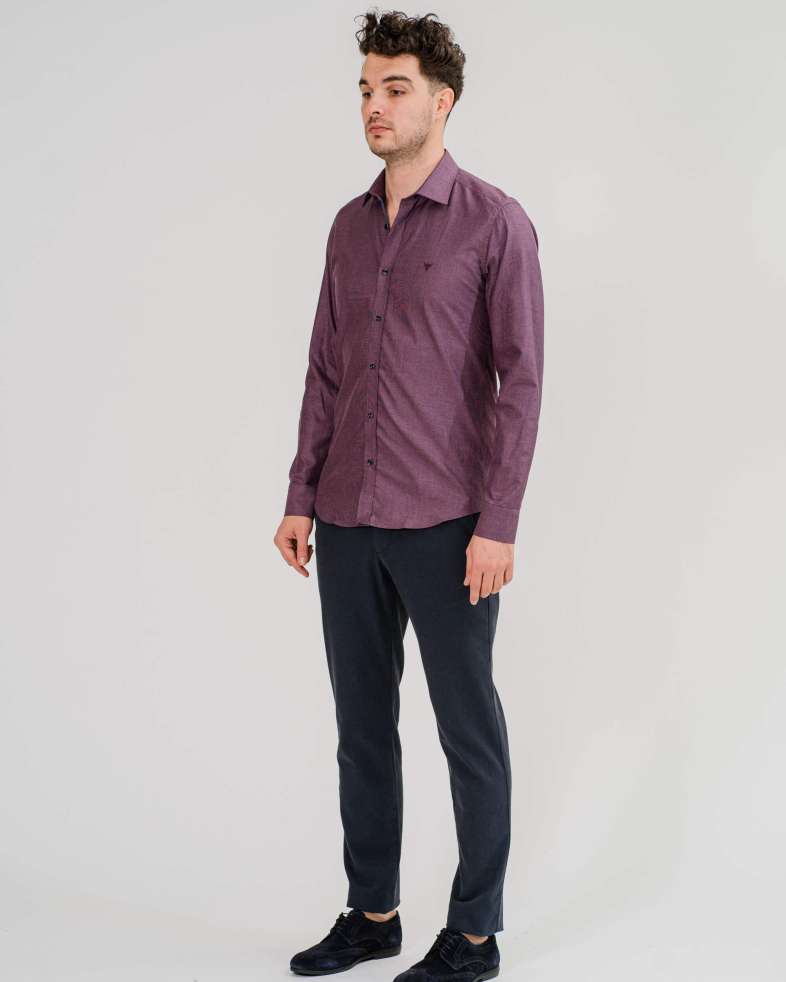 CĂMAȘĂ CULOAREA BORDO ANCHIS CU BRODERIE SI LOGO 200205044606-2 02