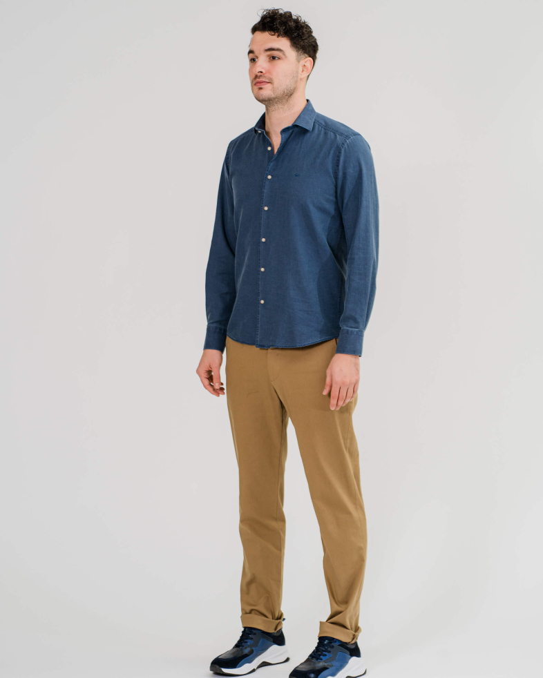 CĂMAȘĂ LIBERA CU BRODERIE CULOAREA ALBASTRU DENIM 200205044613-1 01