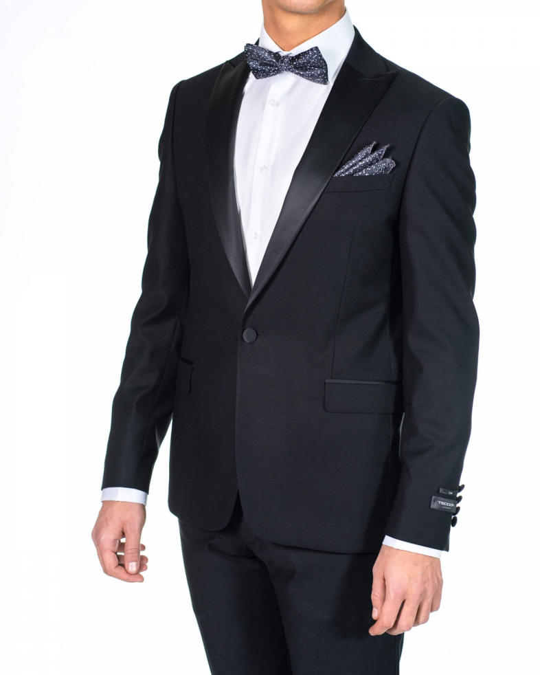 COSTUM NEGRU STRUCTURAT CU REVER SATINAT 190116011054-1 02