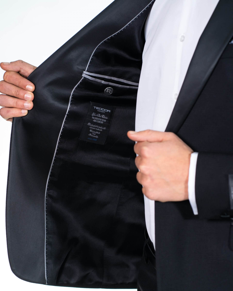 COSTUM NEGRU STRUCTURAT CU REVER SATINAT 190116011054-1 04