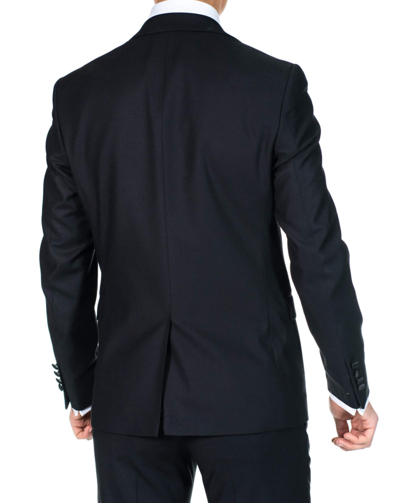 COSTUM NEGRU STRUCTURAT CU REVER SATINAT 190116011054-1 05