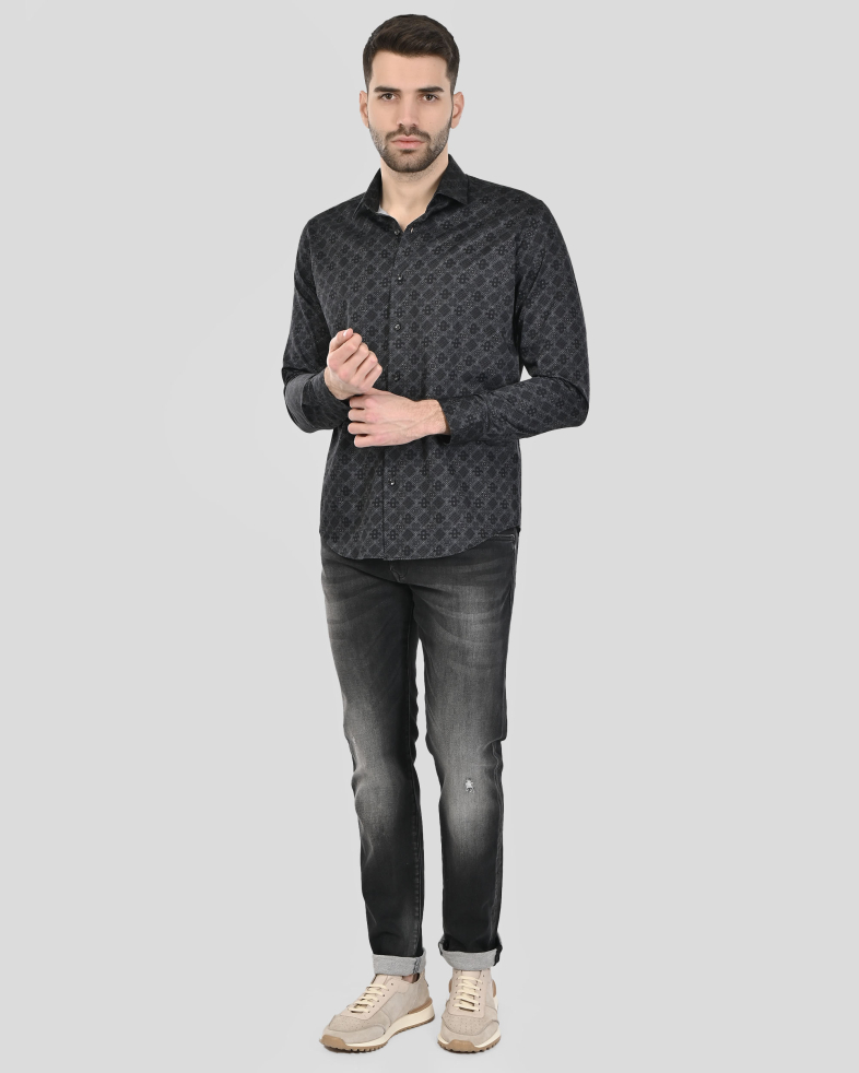 CAMASA SLIM NEAGRA PRINT GEOMETRIC 250135045074-2 02