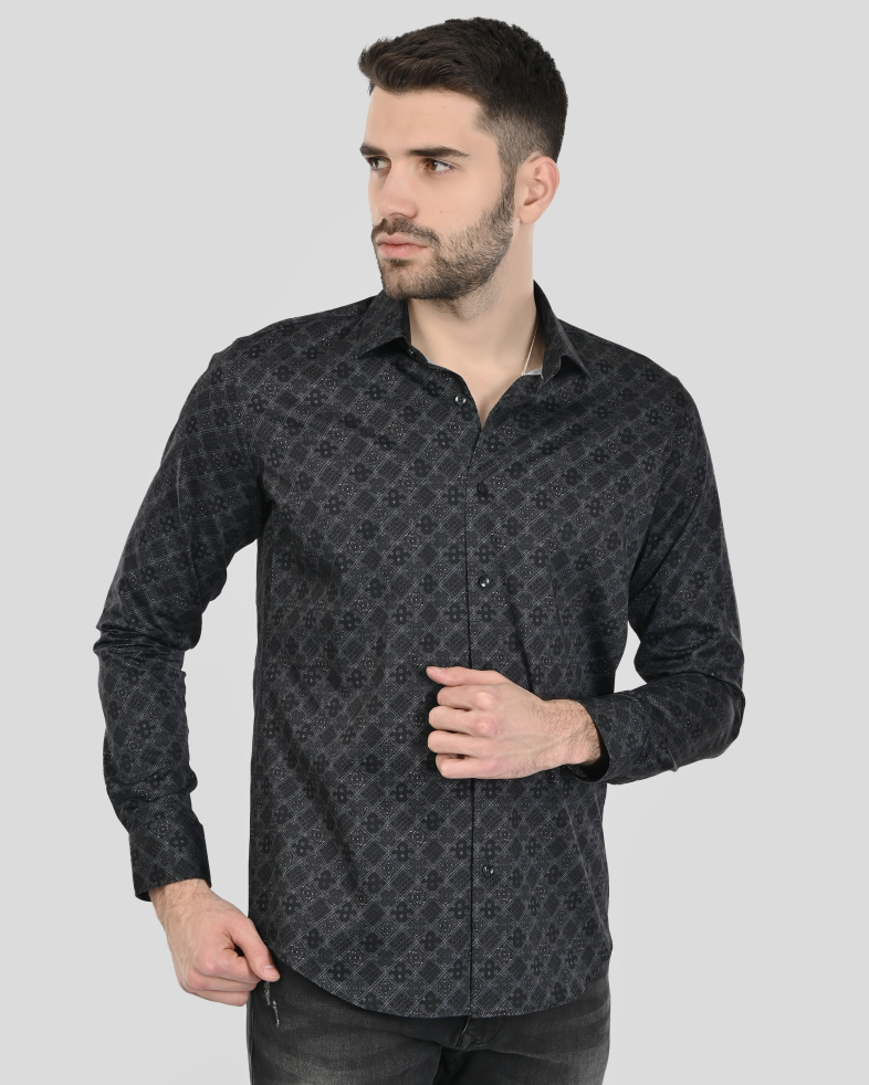 CAMASA SLIM NEAGRA PRINT GEOMETRIC 250135045074-2 03