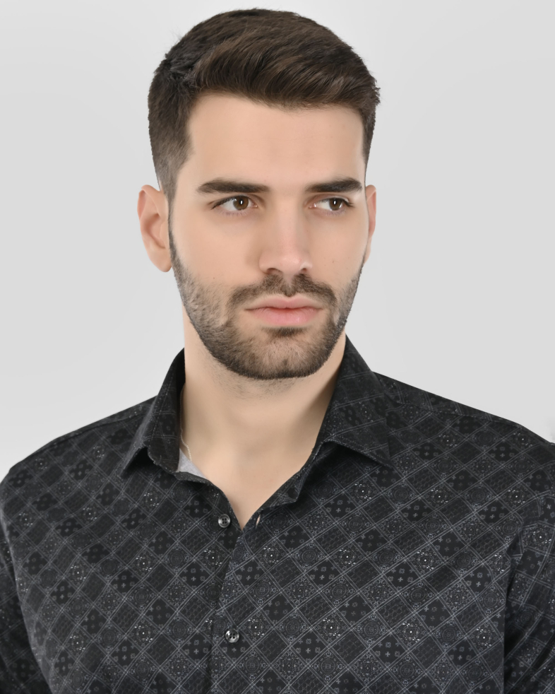 CAMASA SLIM NEAGRA PRINT GEOMETRIC 250135045074-2 04
