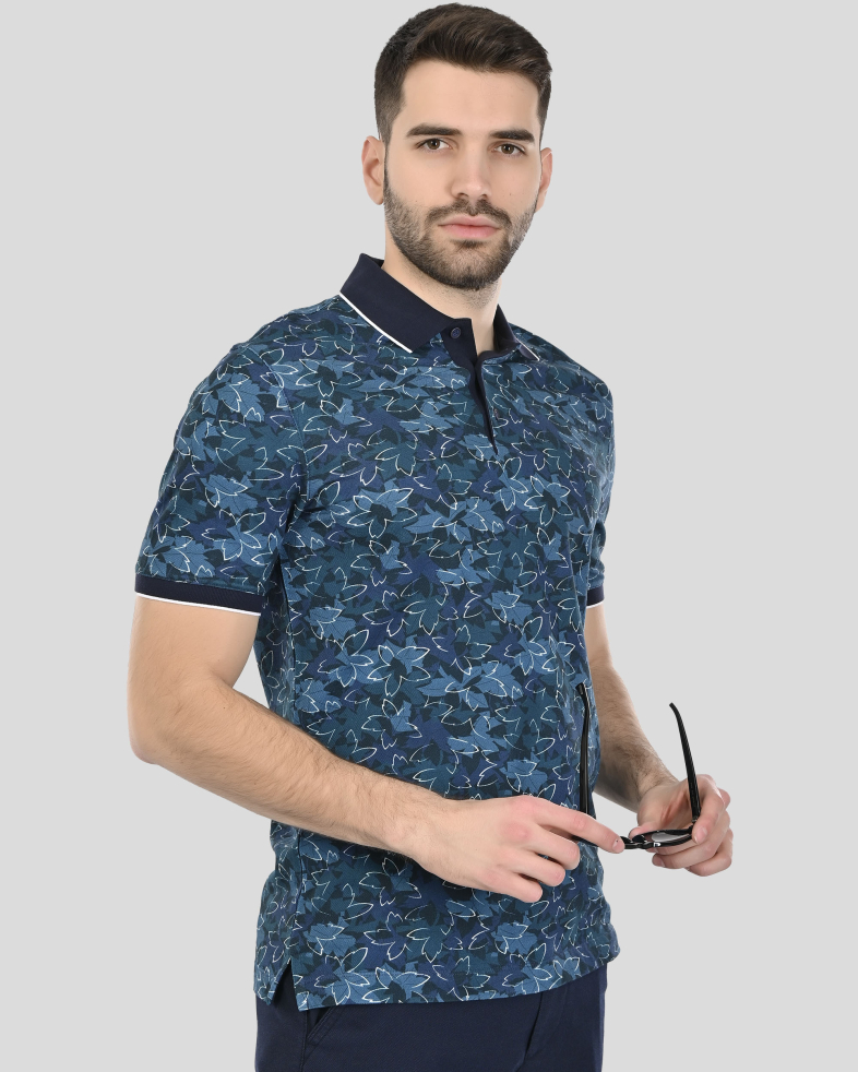 TRICOU POLO ALBASTRU PRINT FLORAL 250110131800-1 03
