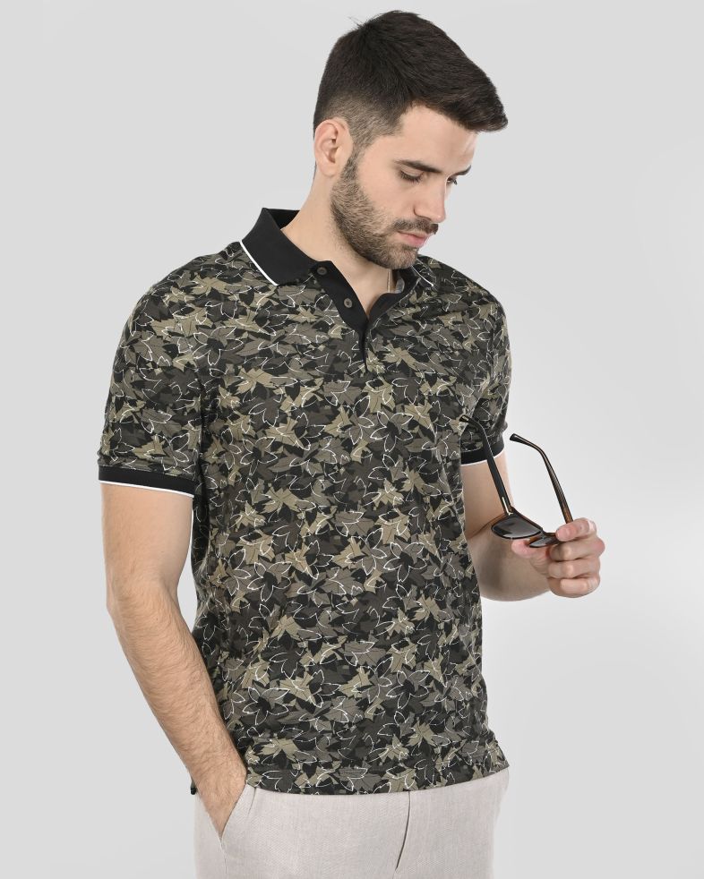 TRICOU POLO VERDE PRINT FLORAL 250110131800-3 03