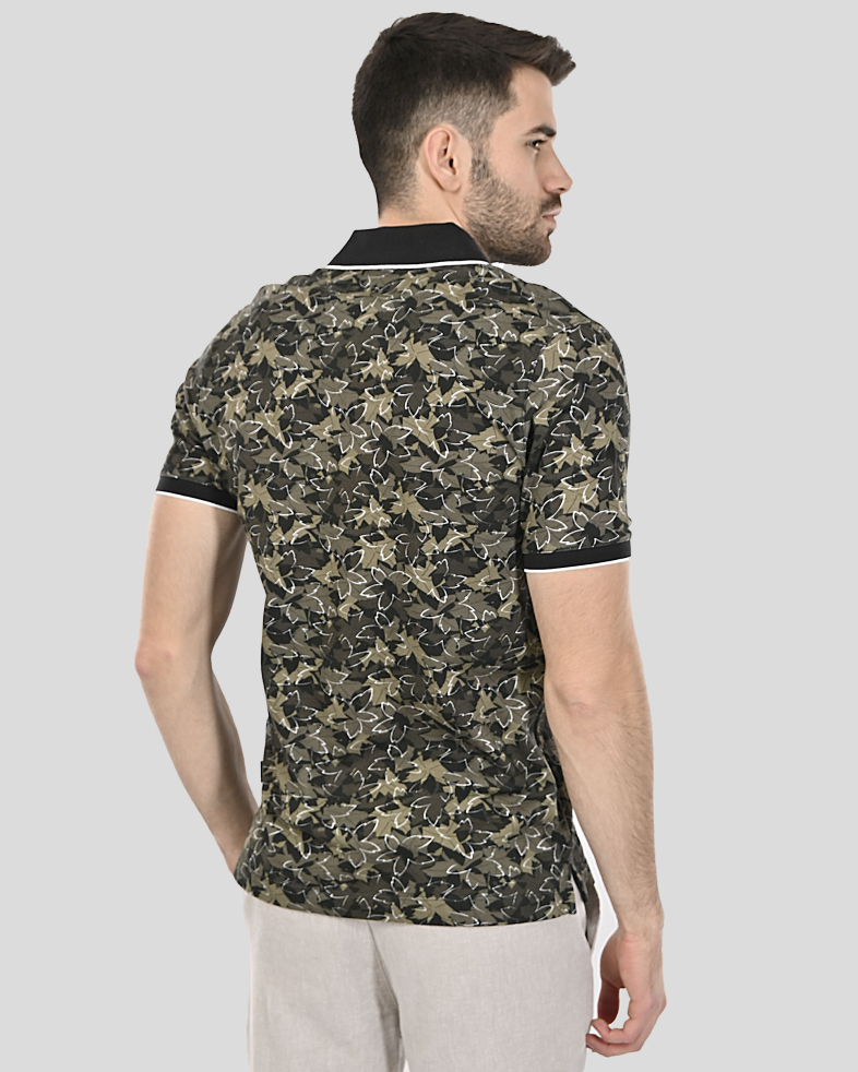 TRICOU POLO VERDE PRINT FLORAL 250110131800-3 08