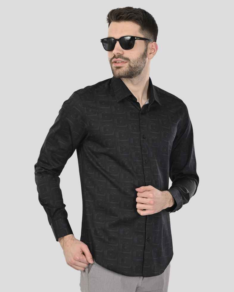 CAMASA SLIM NEAGRA  PRINT GEOMETRIC 250135045073-4 03