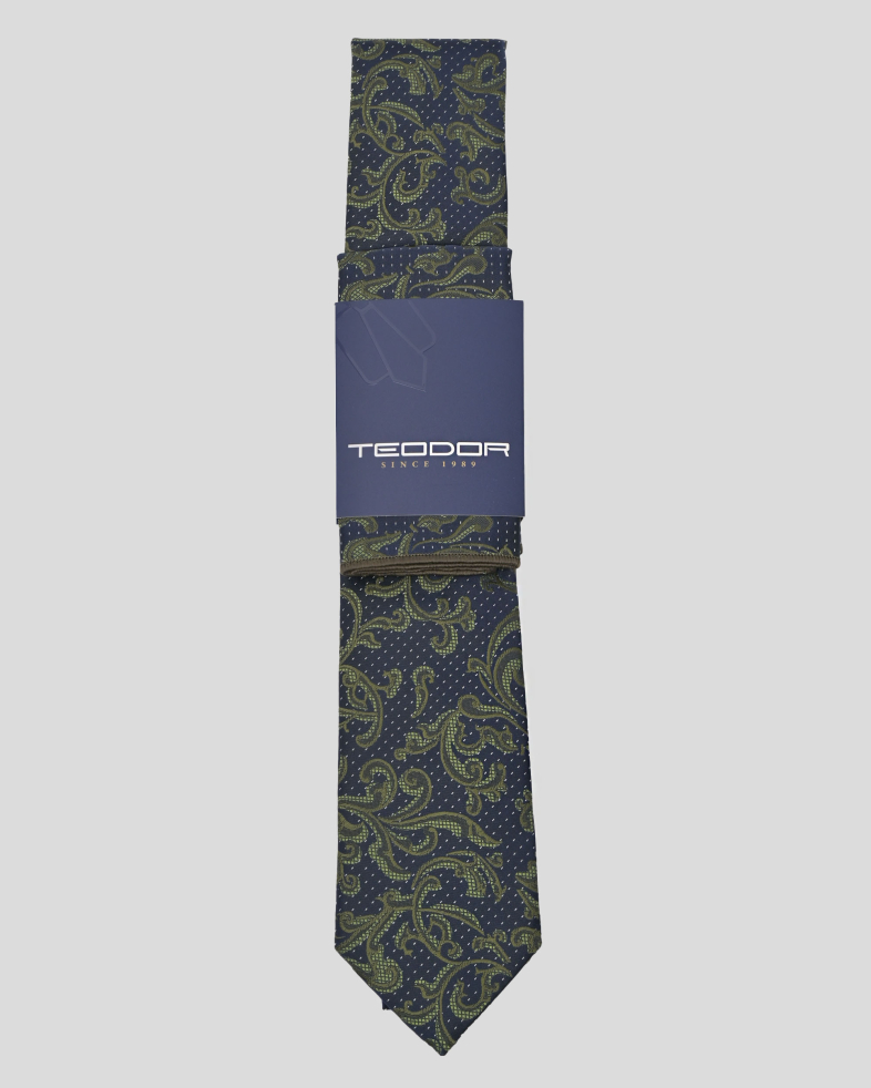 COMPLECT CRAVATA SI BATISTA VERDE  PRINT GEOMETRIC 240150133703-9 01