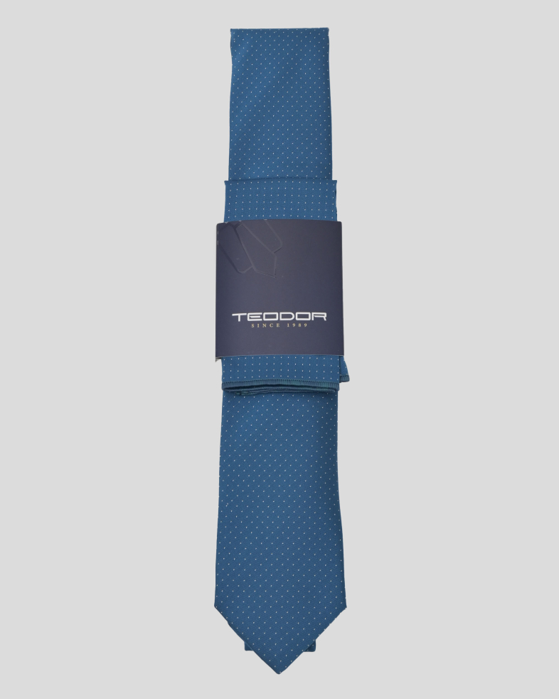 COMPLECT CRAVATA SI BATISTA ALBASTRA  PRINT GEOMETRIC 240150133703-11 01
