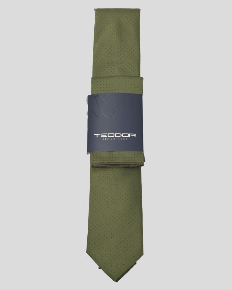 COMPLECT CRAVATA SI BATISTA VERDE PRINT GEOMETRIC 240150133703-12 01