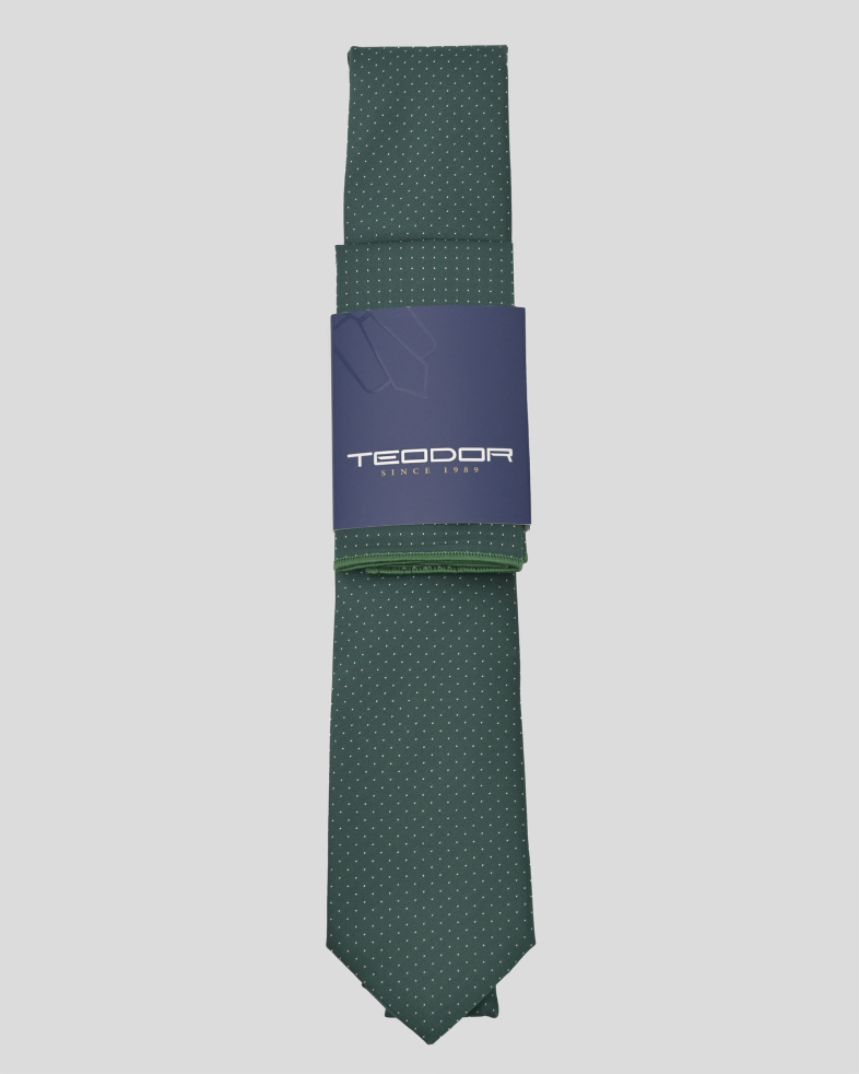 COMPLECT CRAVATA SI BATISTA VERDE PRINT GEOMETRIC 240150133703-16 01