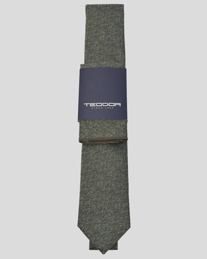 COMPLECT CRAVATA SI BATISTA VERDE PRINT GEOMETRIC 240150133703-18 01