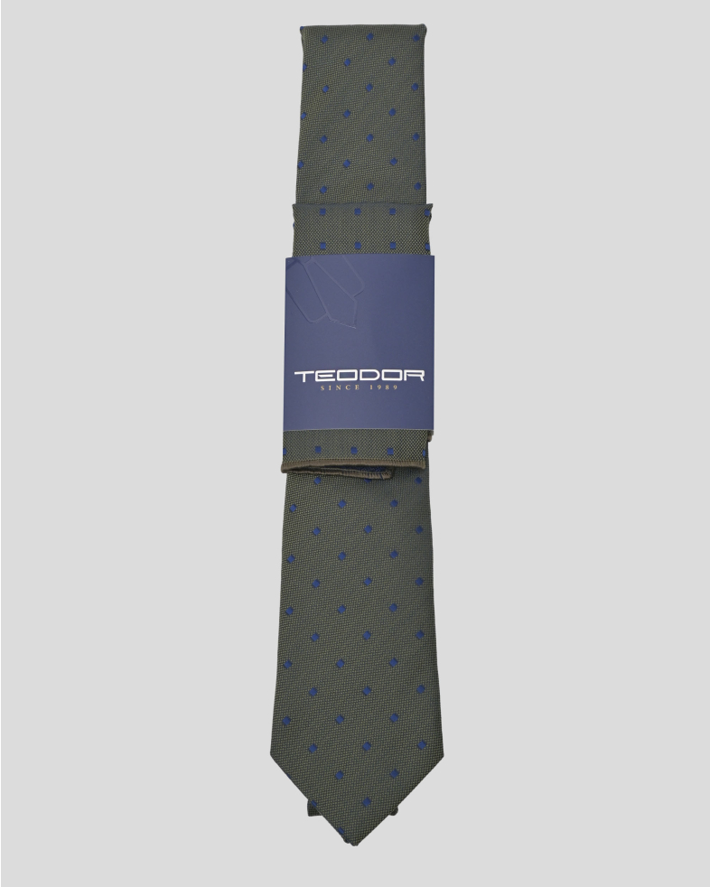 COMPLECT CRAVATA SI BATISTA VERDE PRINT GEOMETRIC 240150133703-24 01