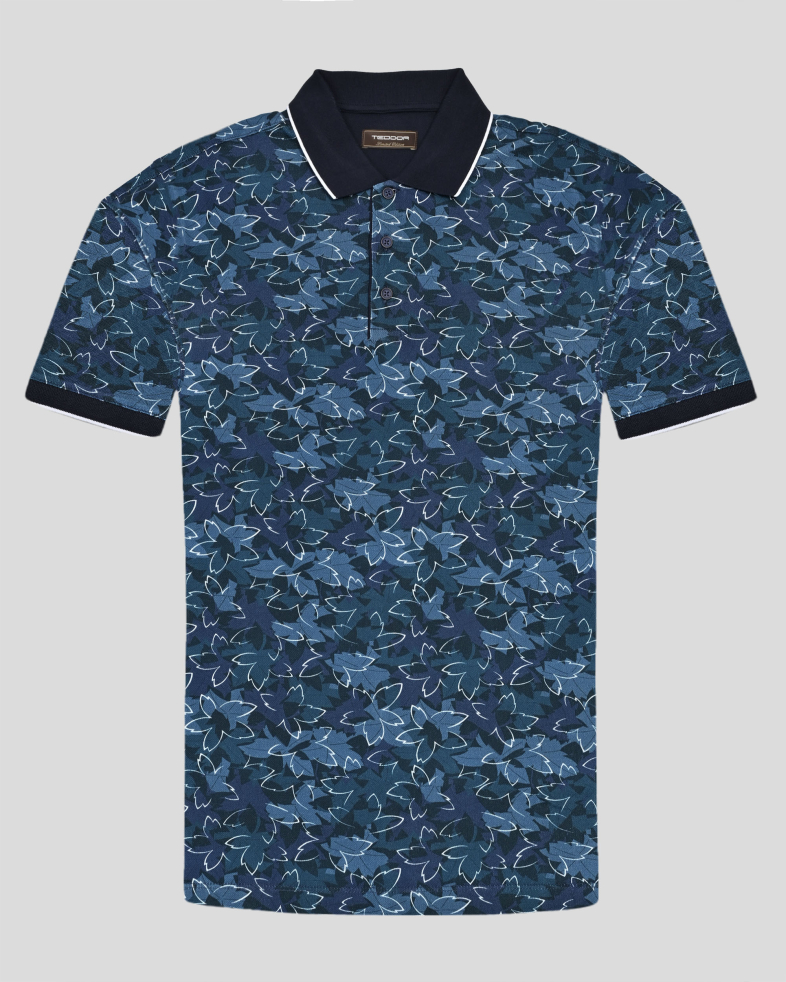 TRICOU POLO ALBASTRU PRINT FLORAL 250110131800-1 01