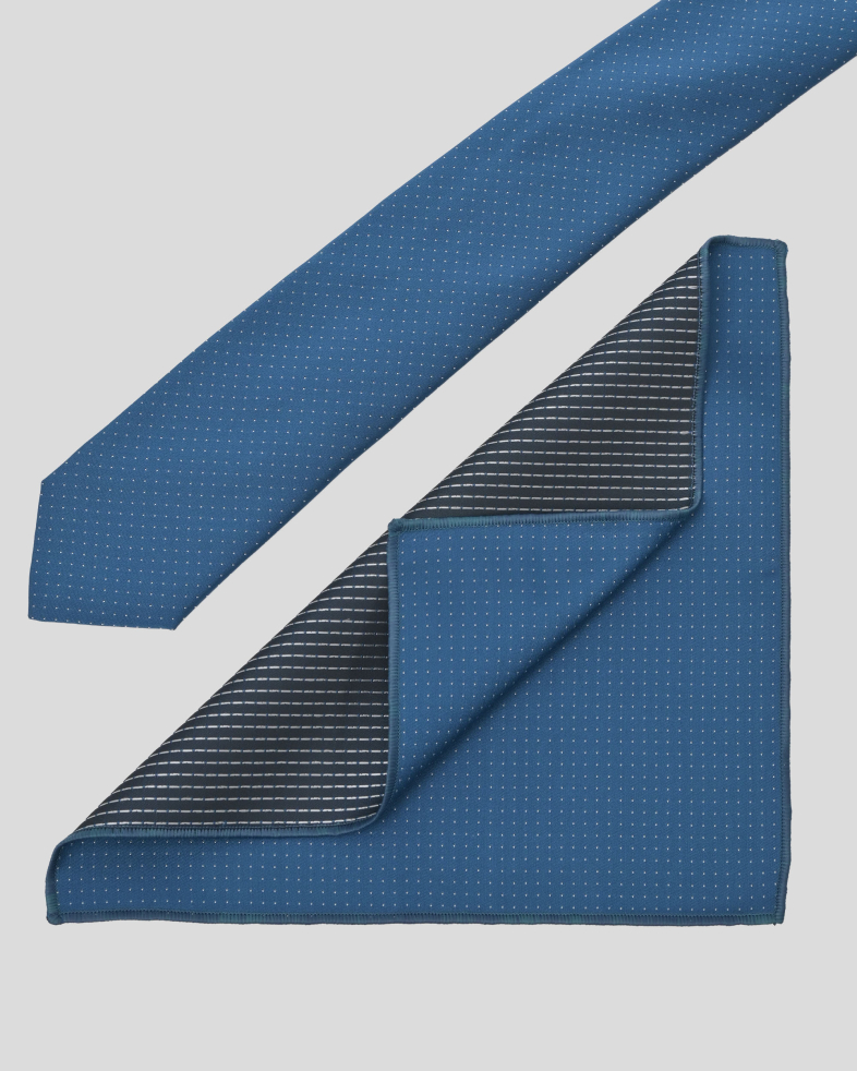 COMPLECT CRAVATA SI BATISTA ALBASTRA  PRINT GEOMETRIC 240150133703-11 02