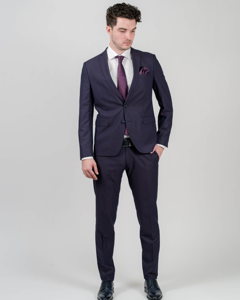 COSTUM STRUCTURAT SLIM DIN LĂNĂ FINĂ CU ELASTAN 190116011056-2 01