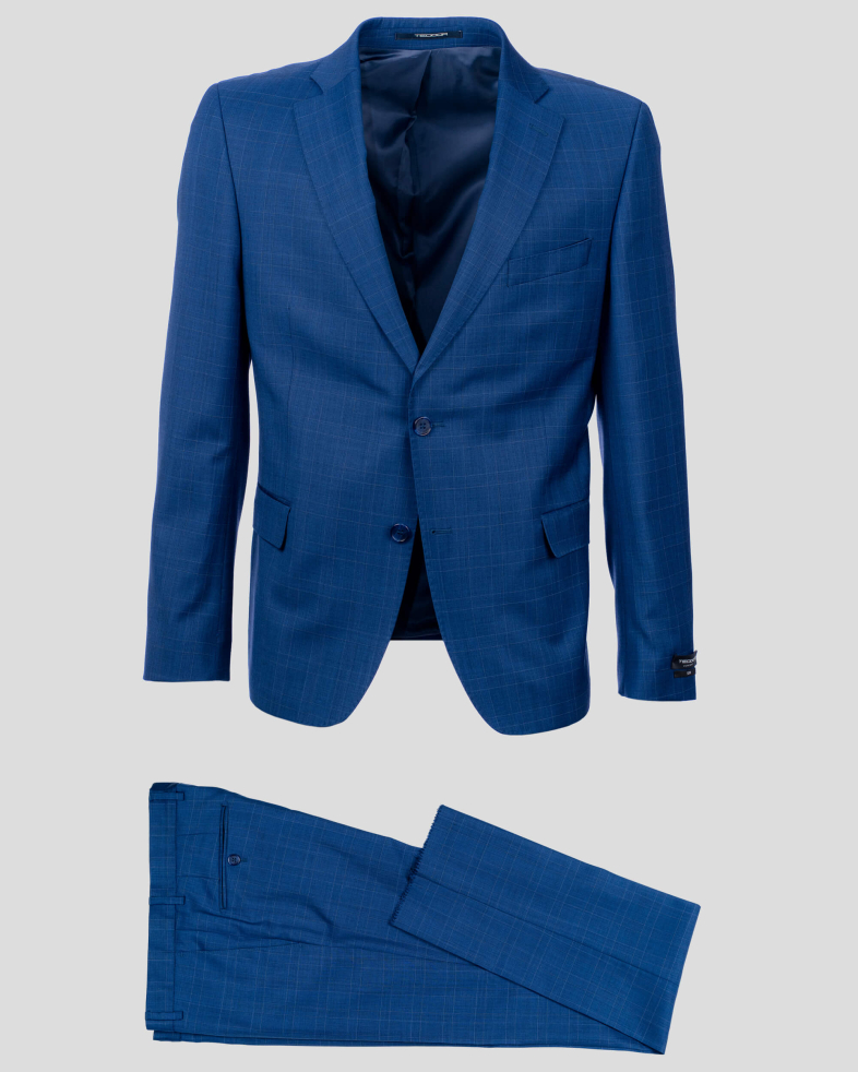 COSTUM SLIM ALBASTRU IN CAROURI 200102011079-1 010