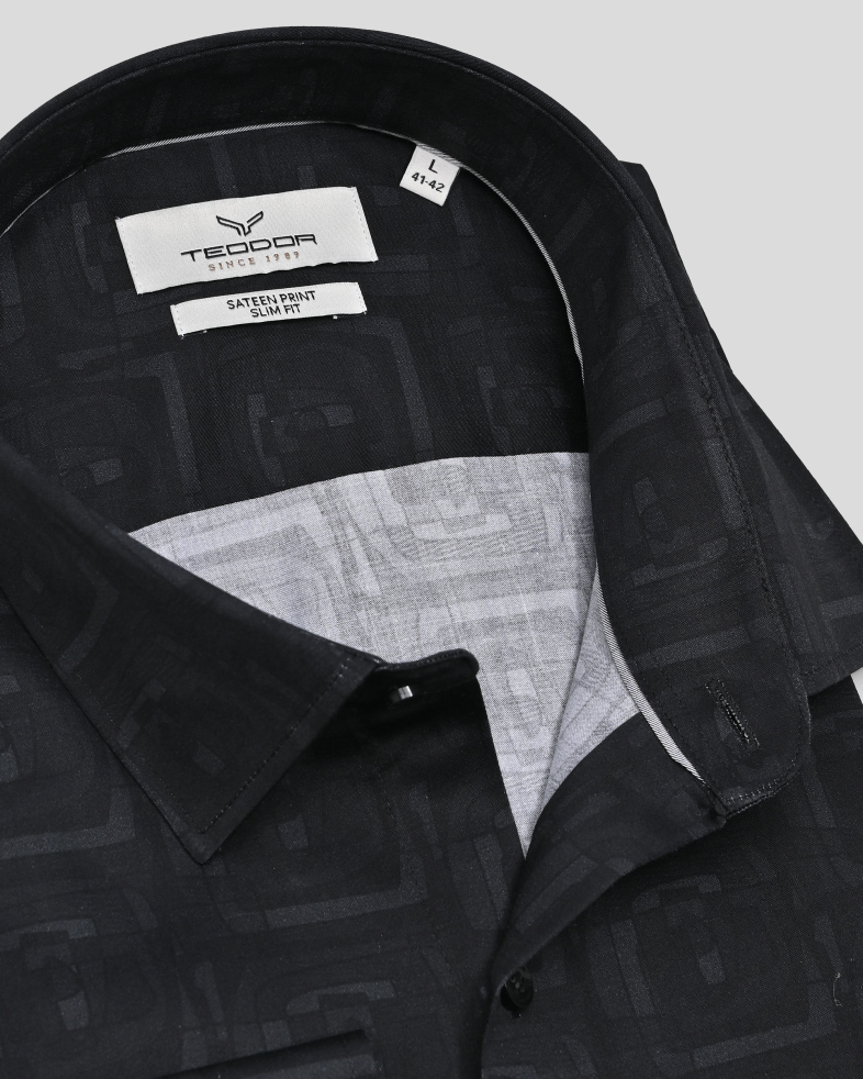 CAMASA SLIM NEAGRA  PRINT GEOMETRIC 250135045073-4 06
