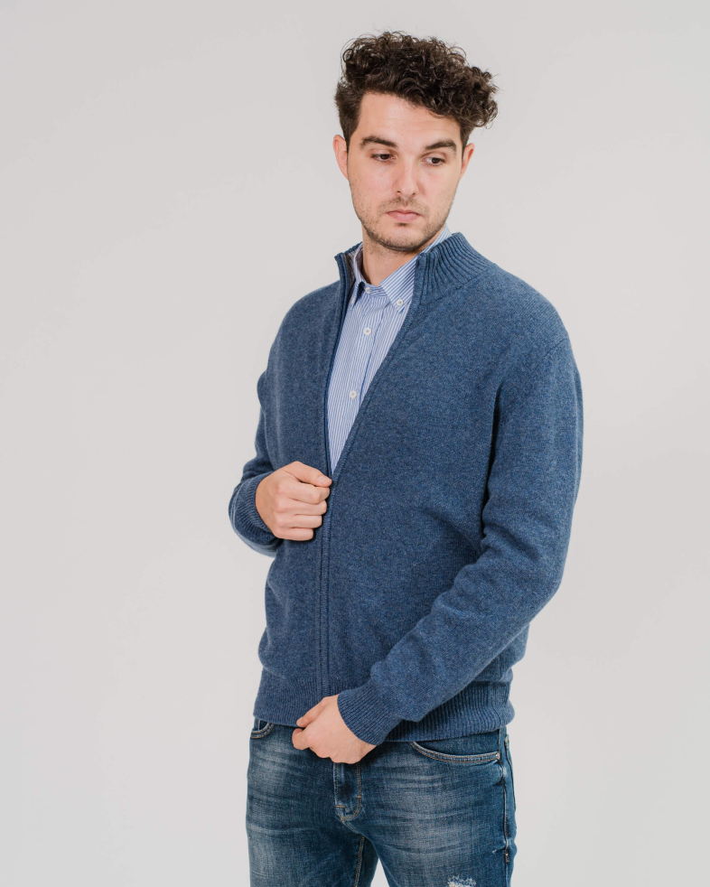 PLOVER DE LANA CU FERMOAR ALBASTRU DENIM 200241105184-2 03