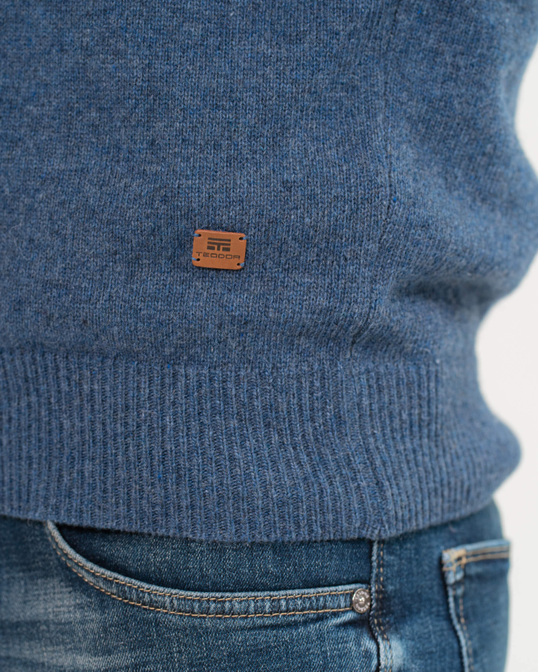 PLOVER DE LANA CU FERMOAR ALBASTRU DENIM 200241105184-2 04