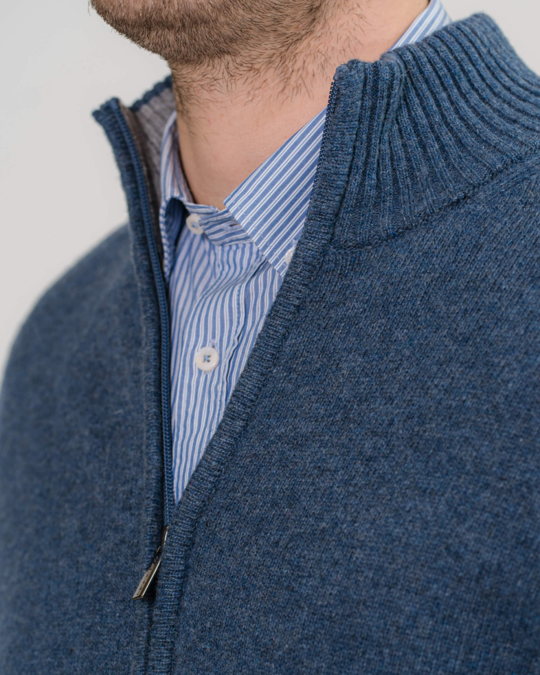 PLOVER DE LANA CU FERMOAR ALBASTRU DENIM 200241105184-2 05