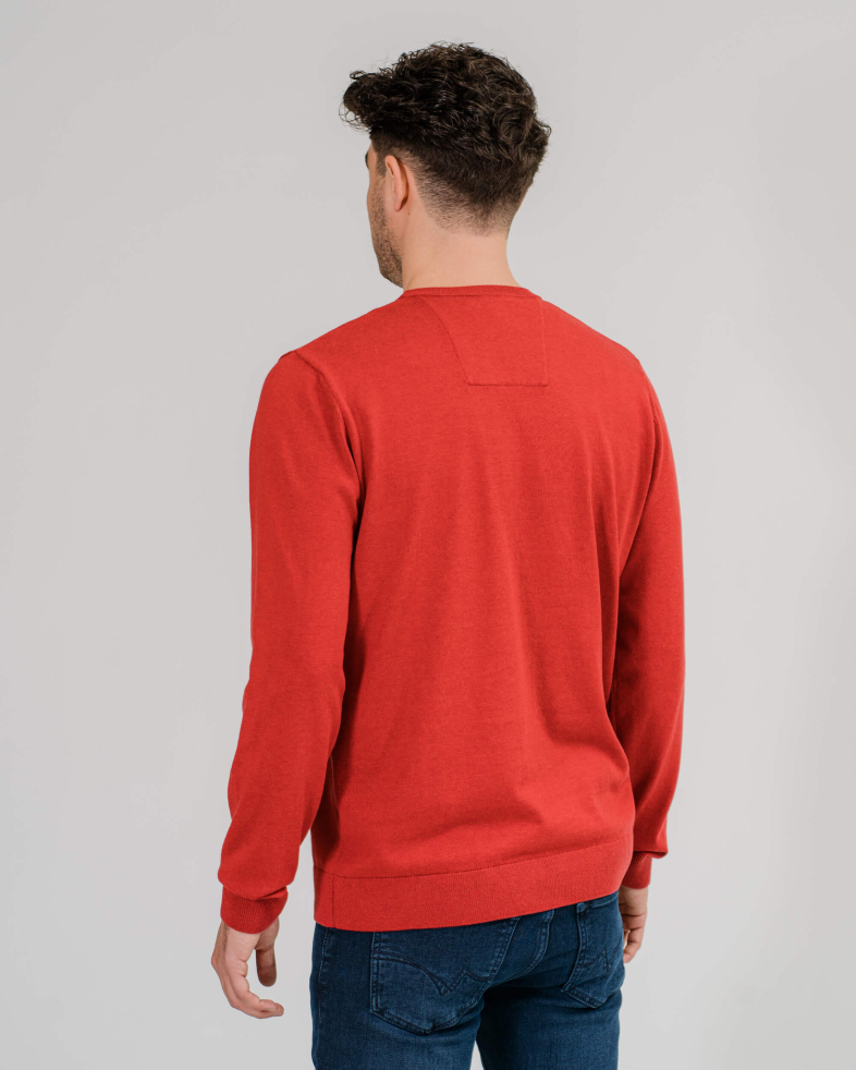 PULOVER CULOAREA ROSU DIN BUMBAC FIN CU LOGO TONIC SI BRODERIE 210249055189-5 03