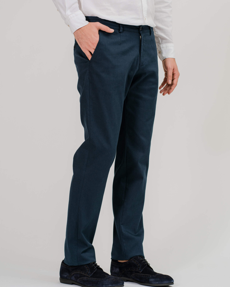PANTALON CULOAREA ALBASTRU MEDIU CU STRUCTURA TIP PANAMA 200213088260-3 02