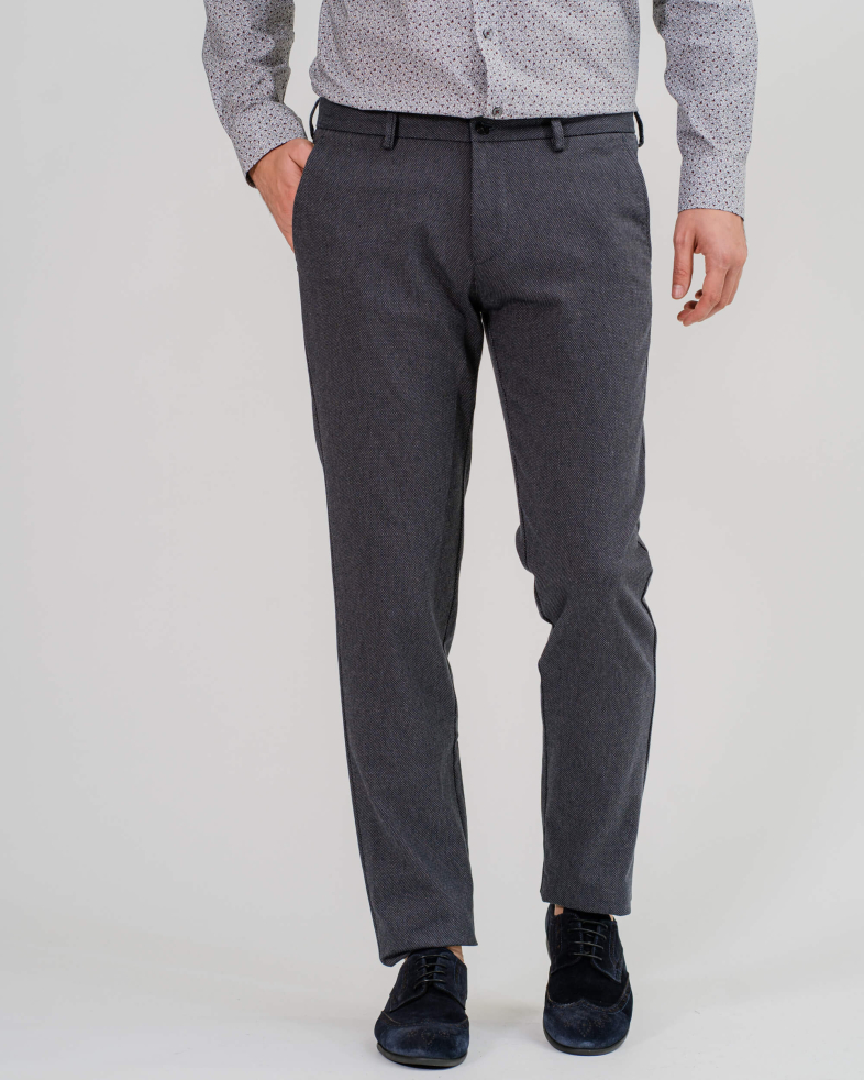 PANTALON DE BUMBAC CU STRUCTURA SI JACQARD CULOAREA GRI 200213088264-2 04