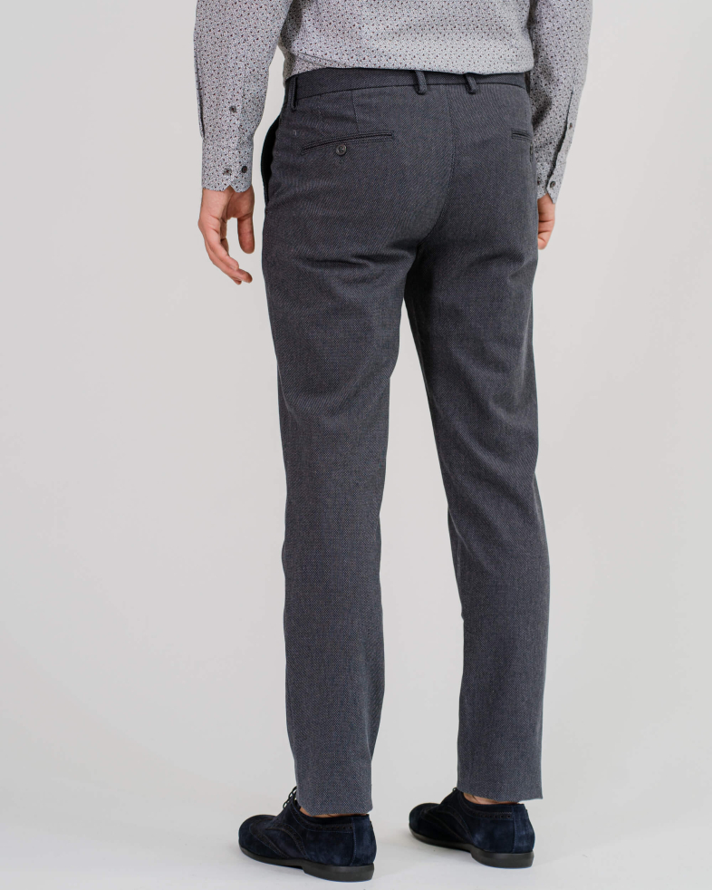 PANTALON DE BUMBAC CU STRUCTURA SI JACQARD CULOAREA GRI 200213088264-2 02