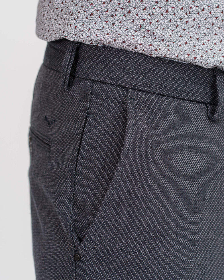 PANTALON DE BUMBAC CU STRUCTURA SI JACQARD CULOAREA GRI 200213088264-2 05